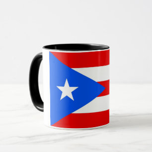 Schwarze kombinierte Tasse mit Flagge von Puerto