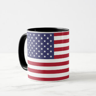 Schwarze kombinierte Tasse mit Flagge von USA