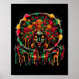 Schwarze Königin Afro Melanin Farbenfrohe Kunst Poster