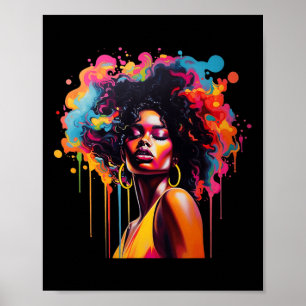 Schwarze Königin Afro Melanin triefend Juneteenth  Poster