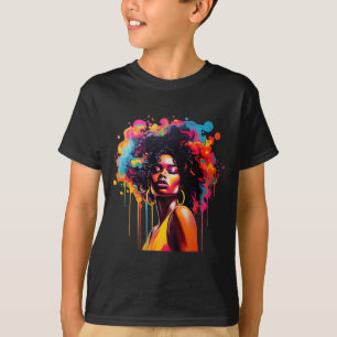 schwarze königin afro melanin tropfend juneteenth T-Shirt