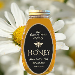 Schwarze Königin-Honey-Label Heraldic Bee Ovaler Aufkleber