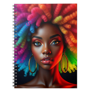 Schwarze Königin Melanin Schwester braune Haut Mäd Notizblock