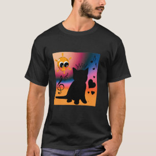 Schwarze Königin Schwarze Kitty Katze mit Musiknot T-Shirt