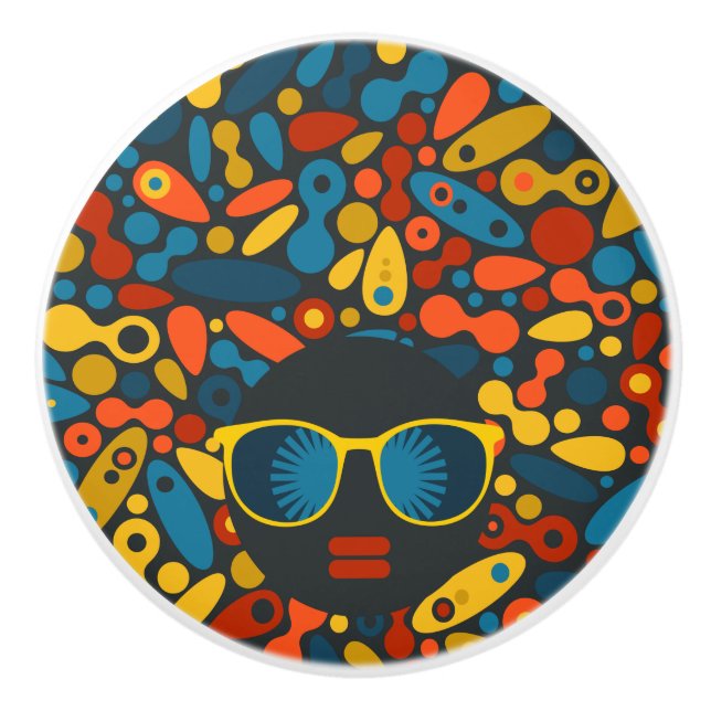 Schwarze Kopf Frau #1 Keramikknauf (Vorderseite)