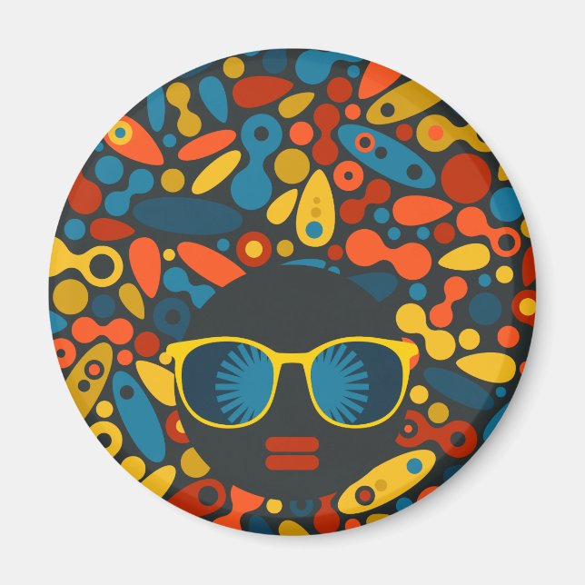 Schwarze Kopf Frau #1 Magnet (Vorne)