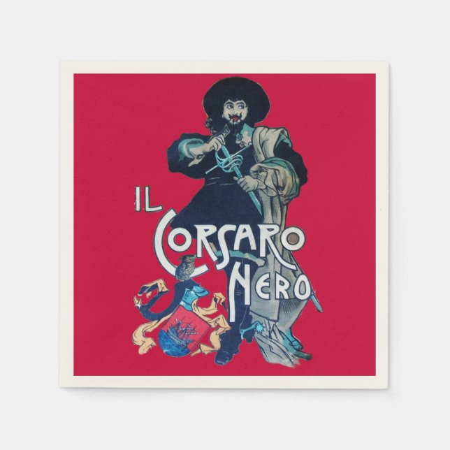 SCHWARZE KORSAIR rot Serviette (Vorderseite)