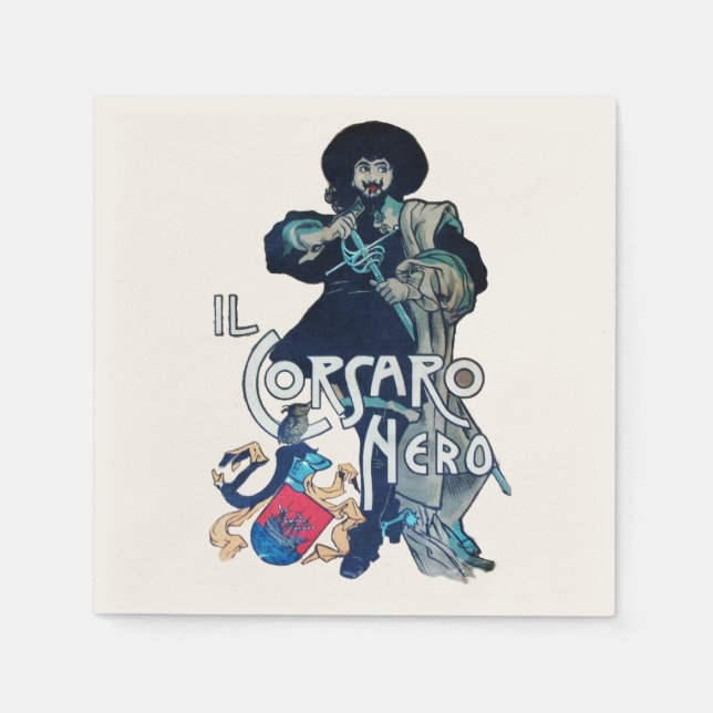 SCHWARZE KORSAIR weiß Serviette (Vorderseite)