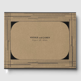 Schwarze Kraft Minimal Moderne Linien Hochzeit Gästebuch