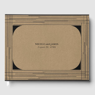 Schwarze Kraft Minimal Moderne Linien Hochzeit Gästebuch