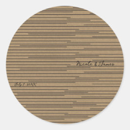 Schwarze Kraft Minimal Moderne Linien Hochzeit Runder Aufkleber