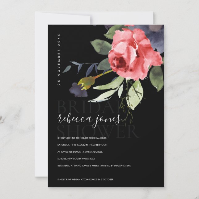 SCHWARZE KRAFT-ROTE ROSEN BUNCHEN FLORALISCHES BRA ANKÜNDIGUNG (Vorderseite)