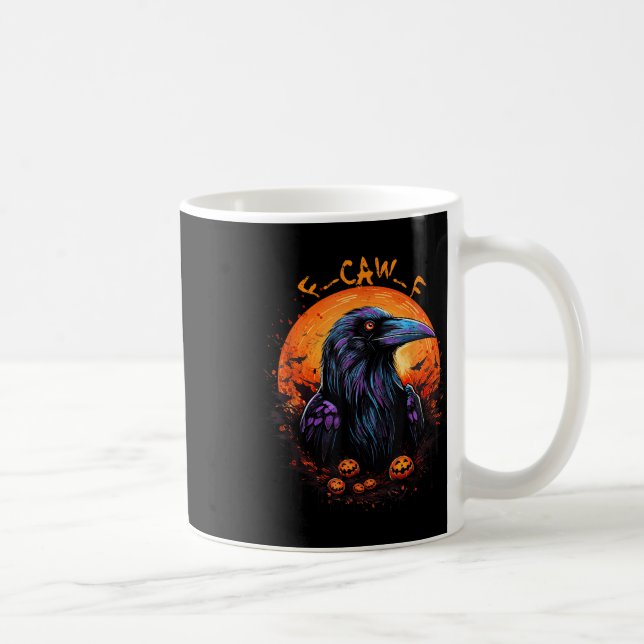 Schwarze Krähe, F-caw-f Lustiger Schwarzer Vogel M Kaffeetasse (Rechts)
