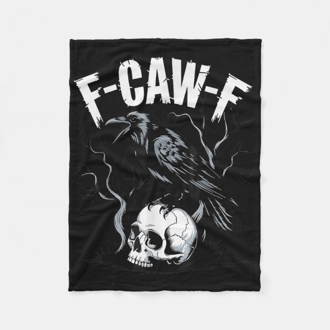 Schwarze Krähe F-caw-f Lustiger Schwarzer Vogel Sc Fleecedecke (Vorderseite)