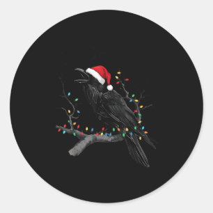 Schwarze Krähe, F-caw-f Lustiger Weihnachts-Rabe-S Runder Aufkleber