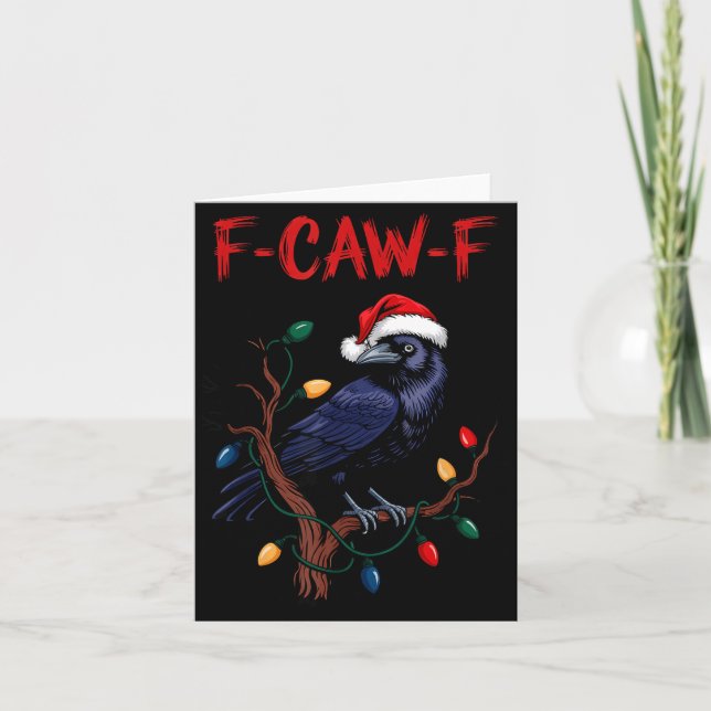 Schwarze Krähe, F-caw-f Meme Schwarzer Vogel mit S Karte (Vorderseite)