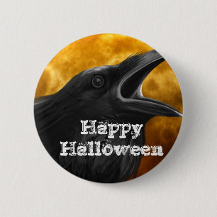 Schwarze Krähe Halloweens Button