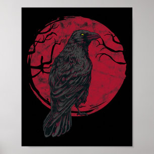 Schwarze Krähe Hexerei Okkult Gothic Gruselig Hall Poster