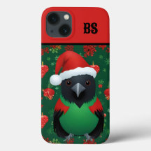 Schwarze Krähe im Weihnachtsoutfit