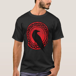 Schwarze Krähe Okkult Japan Gothic Rabe Vogel Rote T-Shirt
