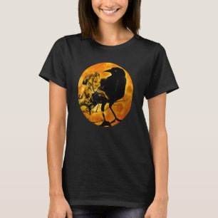 Schwarze Krähe Rabe Vogel & Gespenst gegen Orange  T-Shirt