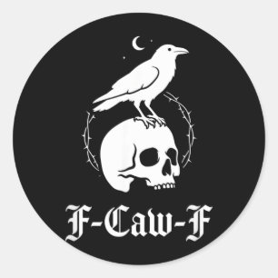 Schwarze Krähe Schwarzer Rabe Vogel Gothic Art Hum Runder Aufkleber