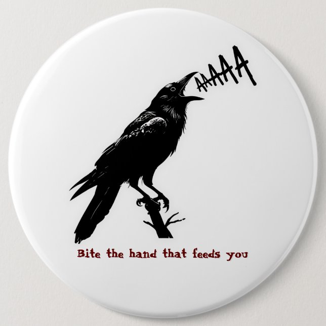 Schwarze Krähenillustration - Gothic-Kunstdesign Button (Vorderseite)