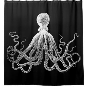 Schwarze Kraken Krake Duschvorhang