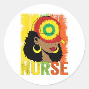 Schwarze Krankenschwester Afro Melanin Vintage Sch Runder Aufkleber