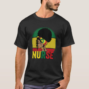 Schwarze Krankenschwester Afro Melanin Vintage Sch T-Shirt