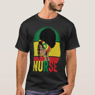 Schwarze Krankenschwester Afro Melanin Vintage Sch T-Shirt