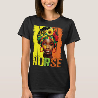 Schwarze Krankenschwester Afro Melanin Vintage Sch T-Shirt