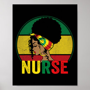 Schwarze Krankenschwester Frau Afro Melanin Vintag Poster