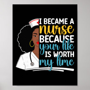 Schwarze Krankenschwester Pflege Schrubben Afrikan Poster