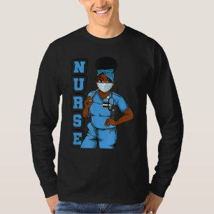 Schwarze Krankenschwester Uniform Gesichtsmaske Af T-Shirt