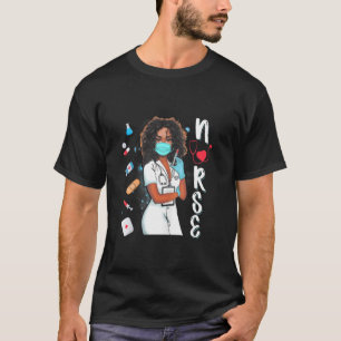 Schwarze Krankenschwester Uniform Gesichtsmaske Af T-Shirt