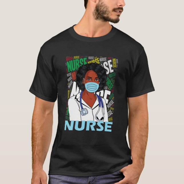 Schwarze Krankenschwester Uniformmaske T-Shirt (Vorderseite)