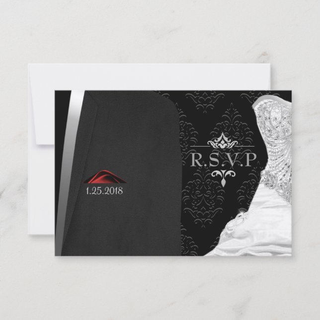Schwarze Krawatte Diamond R.S.V.P. RSVP Karte (Vorderseite)