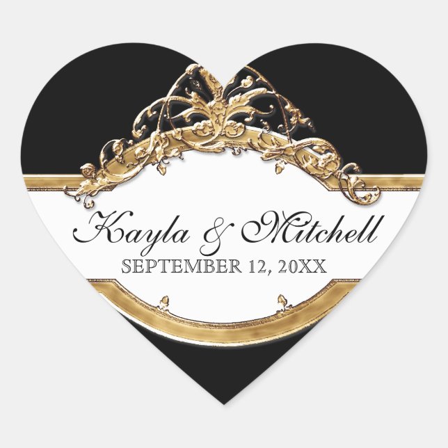 Schwarze Krawatte Elegance 2, Golden Matching Stic Herz-Aufkleber (Vorderseite)