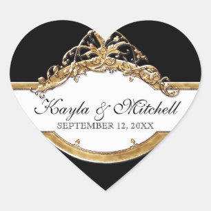 Schwarze Krawatte Elegance 2, Golden Matching Stic Herz-Aufkleber