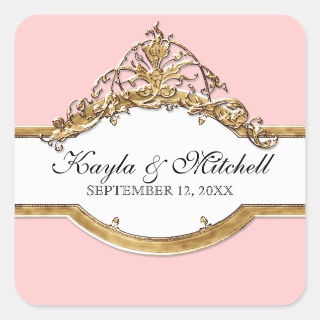 Schwarze Krawatte Elegance 2, Golden Matching Stic Quadratischer Aufkleber (Vorderseite)