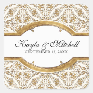 Schwarze Krawatte Elegance 2, Golden Matching Stic Quadratischer Aufkleber