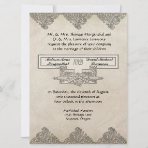 Schwarze Krawatte Elegance 3 - Silver Look Vintag  Einladung