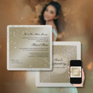 Schwarze Krawatte Elegance, Champagner Cream Quinc Einladung