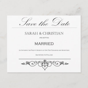 Schwarze Krawatte - Elegant - Hochzeit - Save the Date