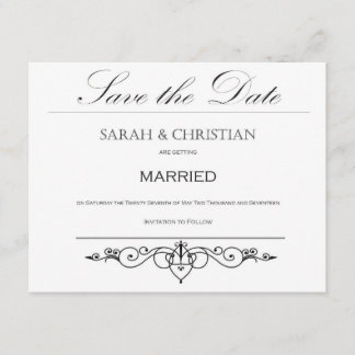 Schwarze Krawatte - Elegant - Hochzeit - Save the  Date