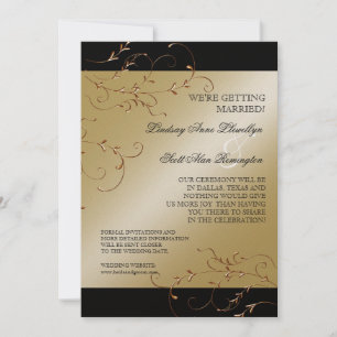 Schwarze Krawatte Elegante, Golden Save the Date l Einladung
