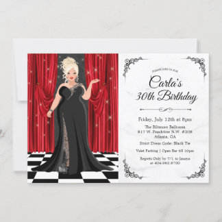 Schwarze Krawatte Elegante Gown Geburtstagsfeier E Einladung