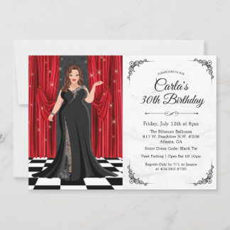Schwarze Krawatte Elegante Gown Geburtstagsfeier E Einladung