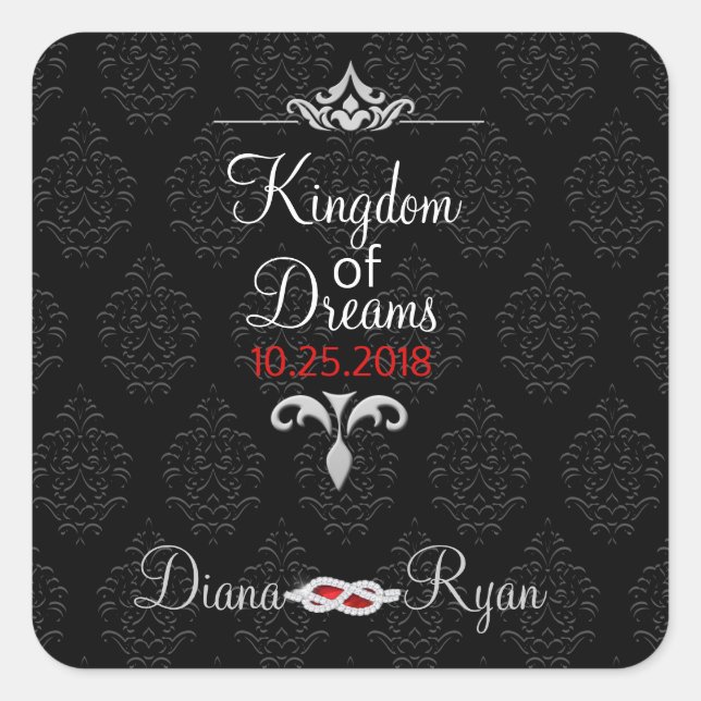 Schwarze Krawatte-Geschenkklammer Quadratischer Aufkleber (Vorderseite)